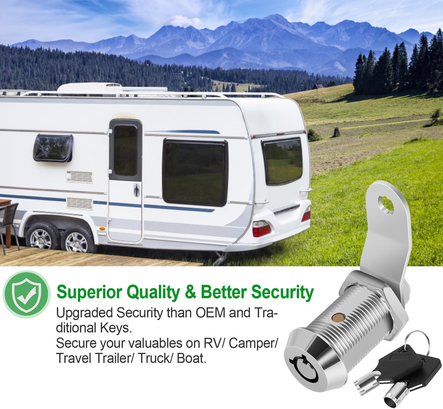 2-Pack 1" RV Storage Locks Keyed Alike with Keys, Camper Toolbox Locks, Manual Included