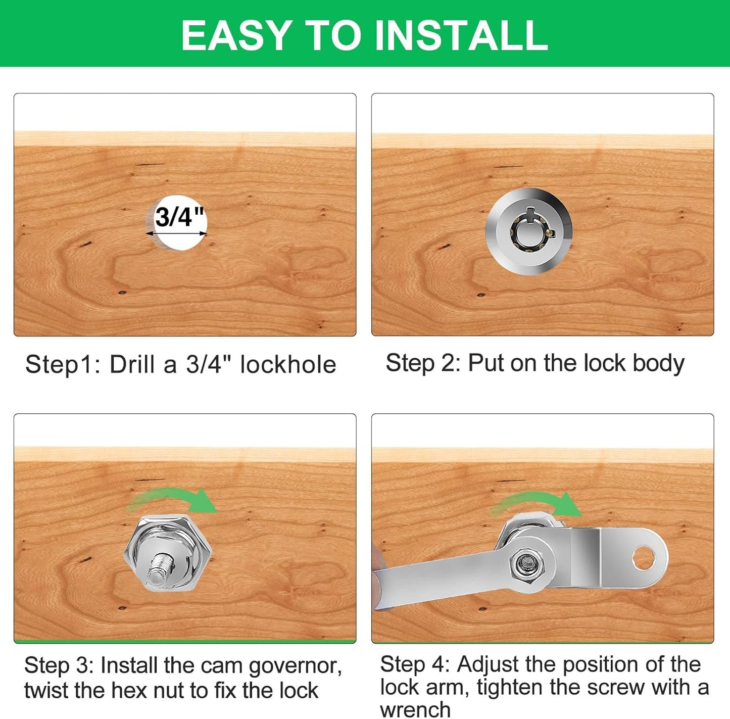 2-Pack 1" RV Storage Locks Keyed Alike with Keys, Camper Toolbox Locks, Manual Included