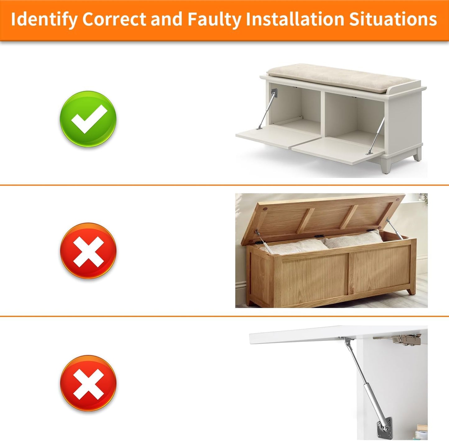 2 Pack 150N Gas Struts for Drop-Down Flap Lid - Slow Closing Mechanism for Desks, Cabinets, and Hatches - WildKart