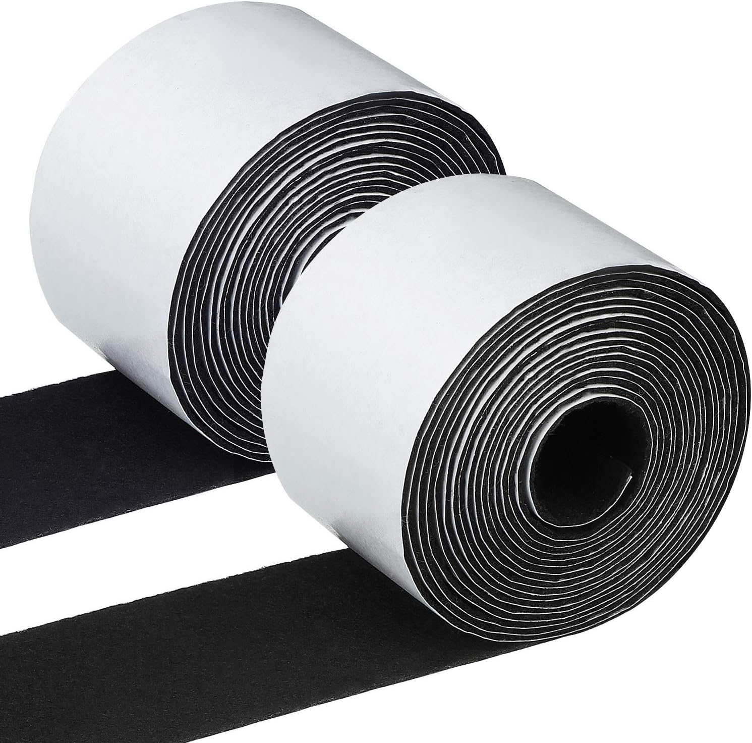 2 Pack 20 Ft Black Felt Strips with Adhesive Backing - Self Adhesive Tape Roll for Furniture Pads, Chair Wall Protector