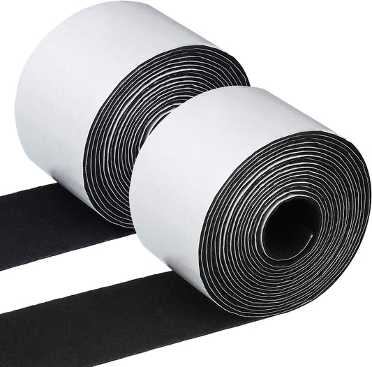 2 Pack 20 Ft Black Felt Strips with Adhesive Backing - Self Adhesive Tape Roll for Furniture Pads, Chair Wall Protector