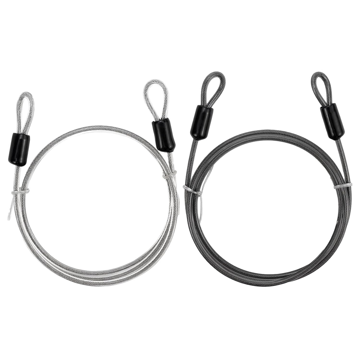 2 Pack 3.3ft Braided Steel Cable Lock for Outdoor Travel Security - Double Loop Wire Luggage Lock - Black/Silvery