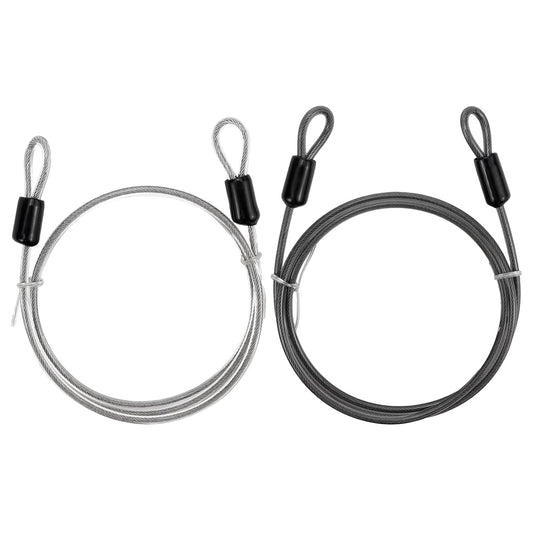 2 Pack 3.3ft Braided Steel Cable Lock for Outdoor Travel Security - Double Loop Wire Luggage Lock - Black/Silvery