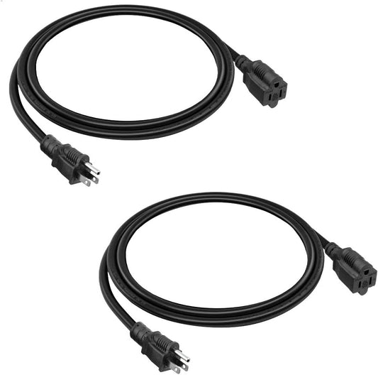 2-Pack 3ft Outdoor Extension Cord - Heavy Duty Power Cable for Indoor & Outdoor Use - ETL Listed - 16 SJTW AWG 3 Prong Belllights Power Cord