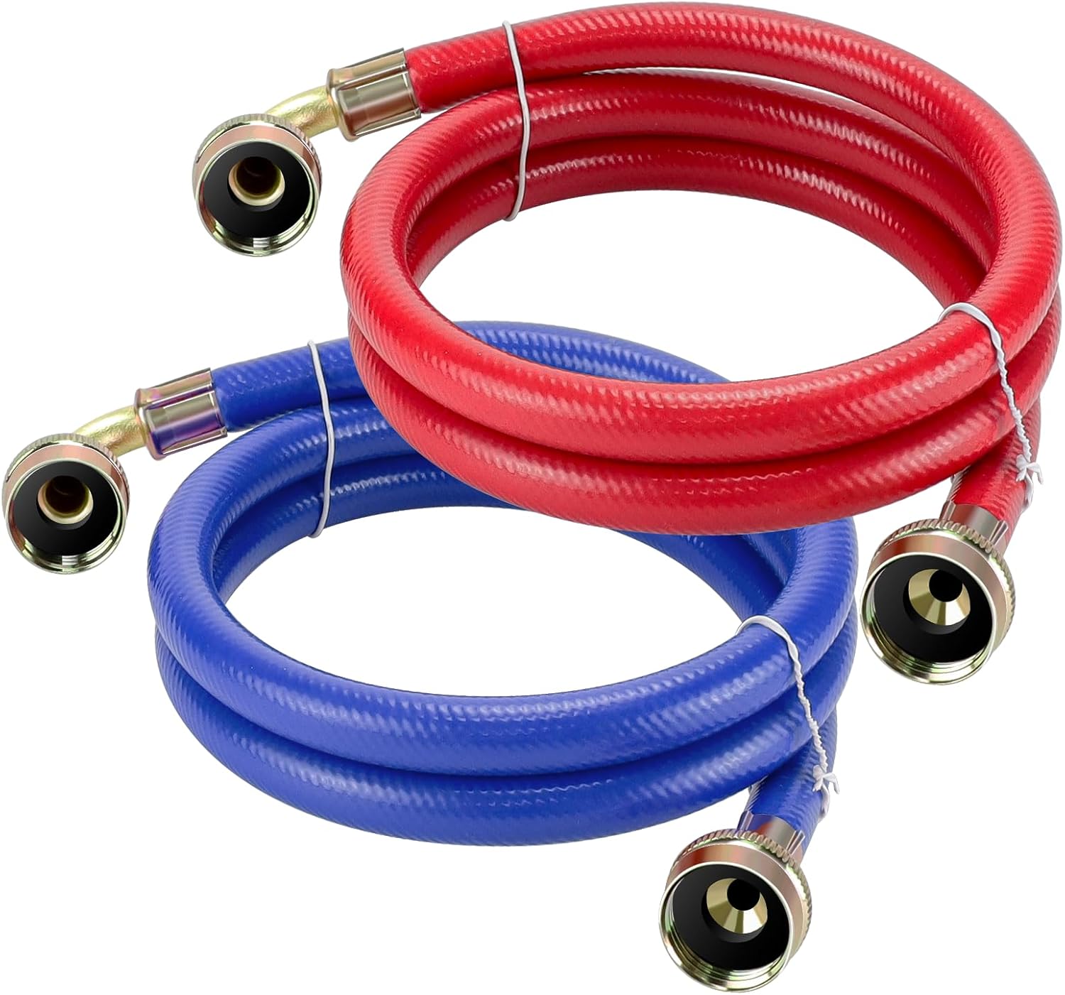 2 Pack 4 FT Rubber Washing Machine Hoses with 90 Degree Elbows - No-Lead Burst-proof Hot/Cold Water Supply Hoses for Washer by Fetechmate