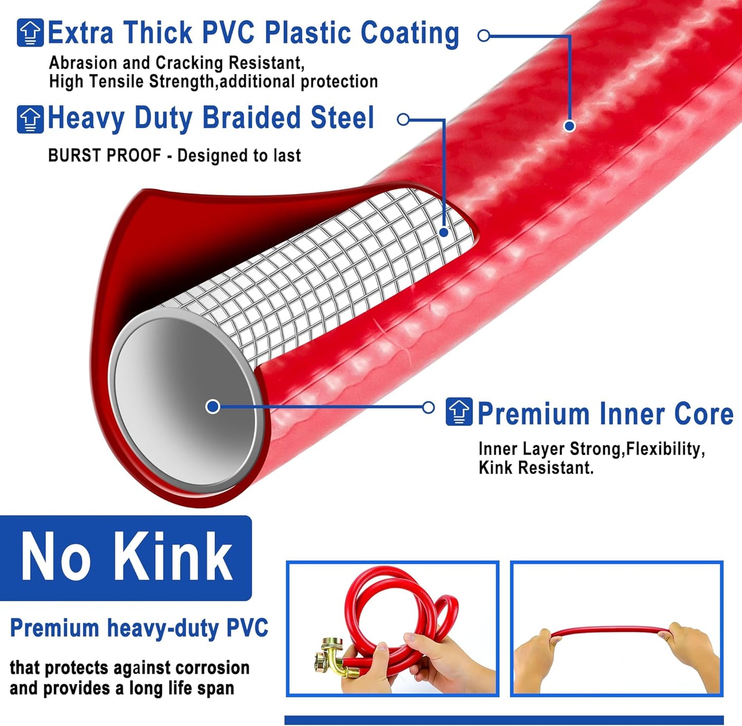 2 Pack 4 FT Rubber Washing Machine Hoses with 90 Degree Elbows - No-Lead Burst-proof Hot/Cold Water Supply Hoses for Washer by Fetechmate