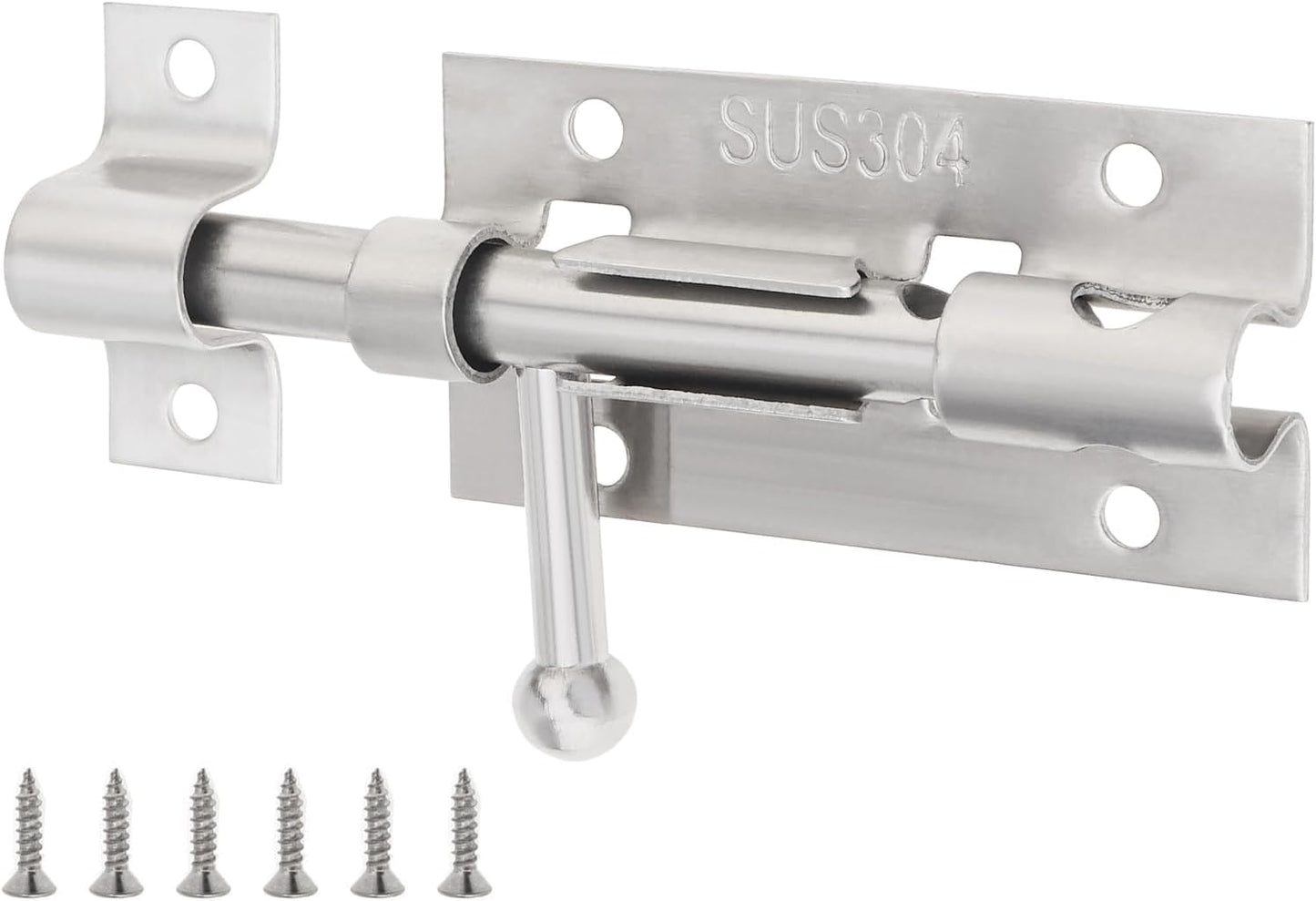 2 Pack 4 Inch Thickened Stainless Steel Barrel Bolt Door Lock Latch with Padlock Hole for Enhanced Door Security