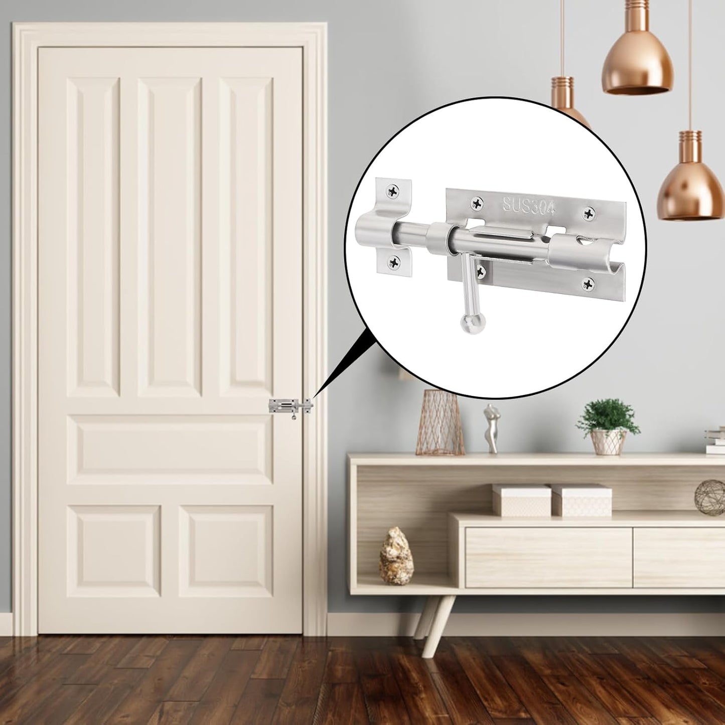 2 Pack 4 Inch Thickened Stainless Steel Barrel Bolt Door Lock Latch with Padlock Hole for Enhanced Door Security