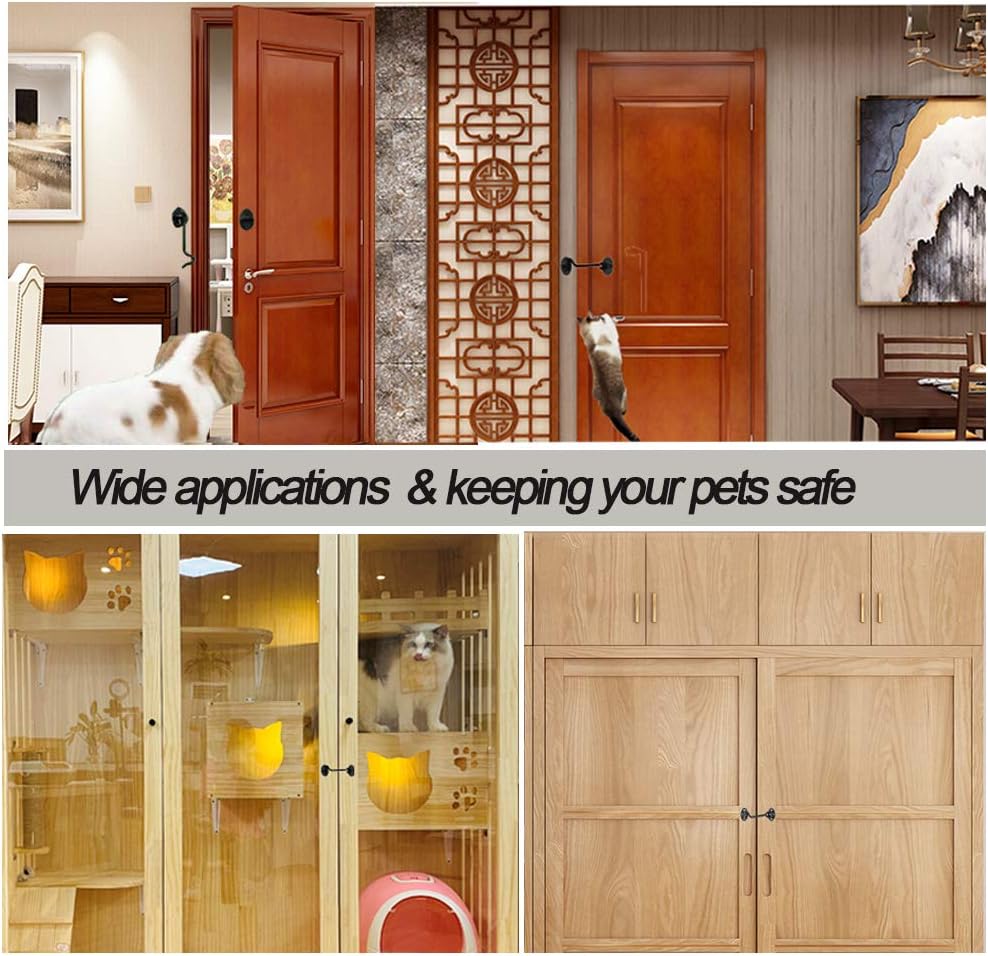 2 Pack 4 Inches Black Cabin Hook and Eye Latch Set for Barn Door, Window, Bedroom, Sliding Door - Privacy Hooks for Cabin Gate