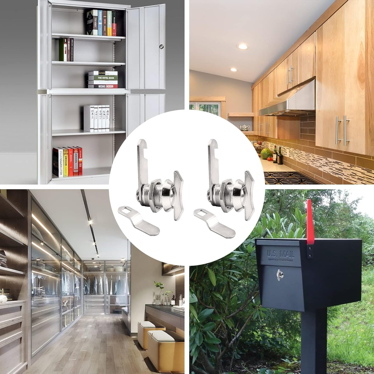 2-Pack 5/8 Inch Thumb-Operated Offset Cam Locks - Chrome Non-Locking Keyless Twist Cabinet Replacement Lock - Ideal for Mailbox, Drawer, RV Compartment Door