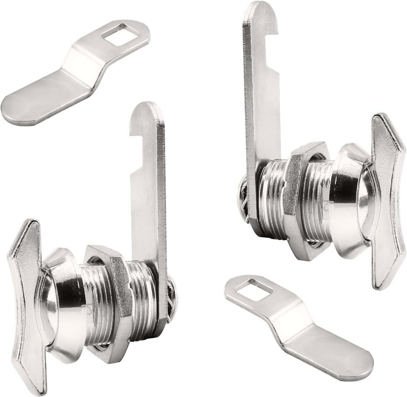 2-Pack 5/8 Inch Thumb-Operated Offset Cam Locks - Chrome Non-Locking Keyless Twist Cabinet Replacement Lock - Ideal for Mailbox, Drawer, RV Compartment Door