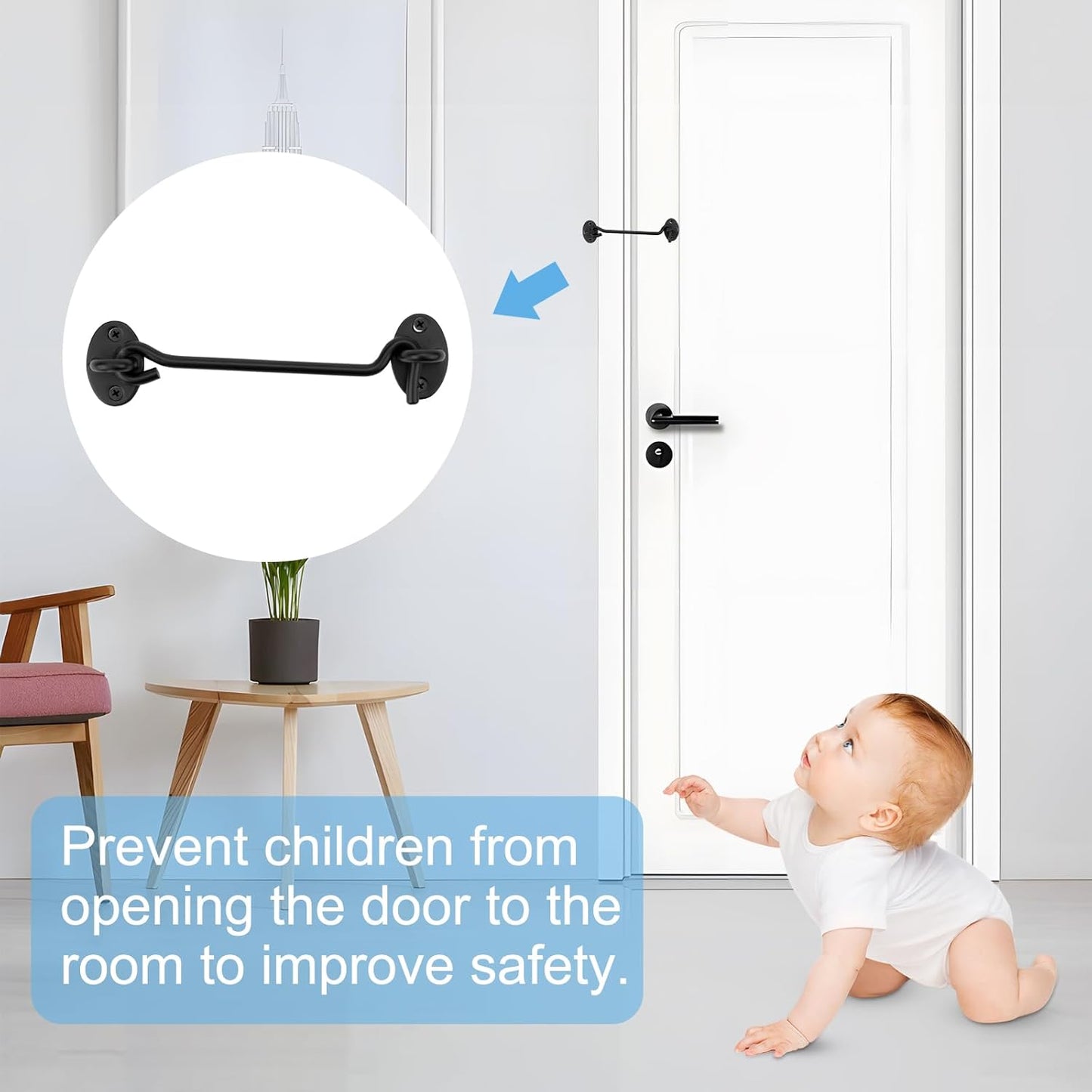 2 Pack 6" Black Barn Door Hook and Eye Latch - Heavy Duty Stainless Steel Hardware for Sliding Doors, Cabinets, Windows - Fantasyon Gate Hooks for Bedroom and Bathroom