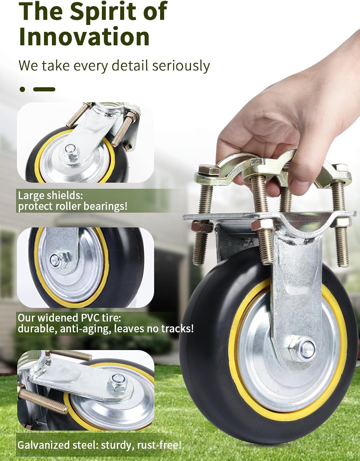 2 Pack 6" Farm Gate Wheels for Metal Tube Gate - Durable Fence Support Wheel