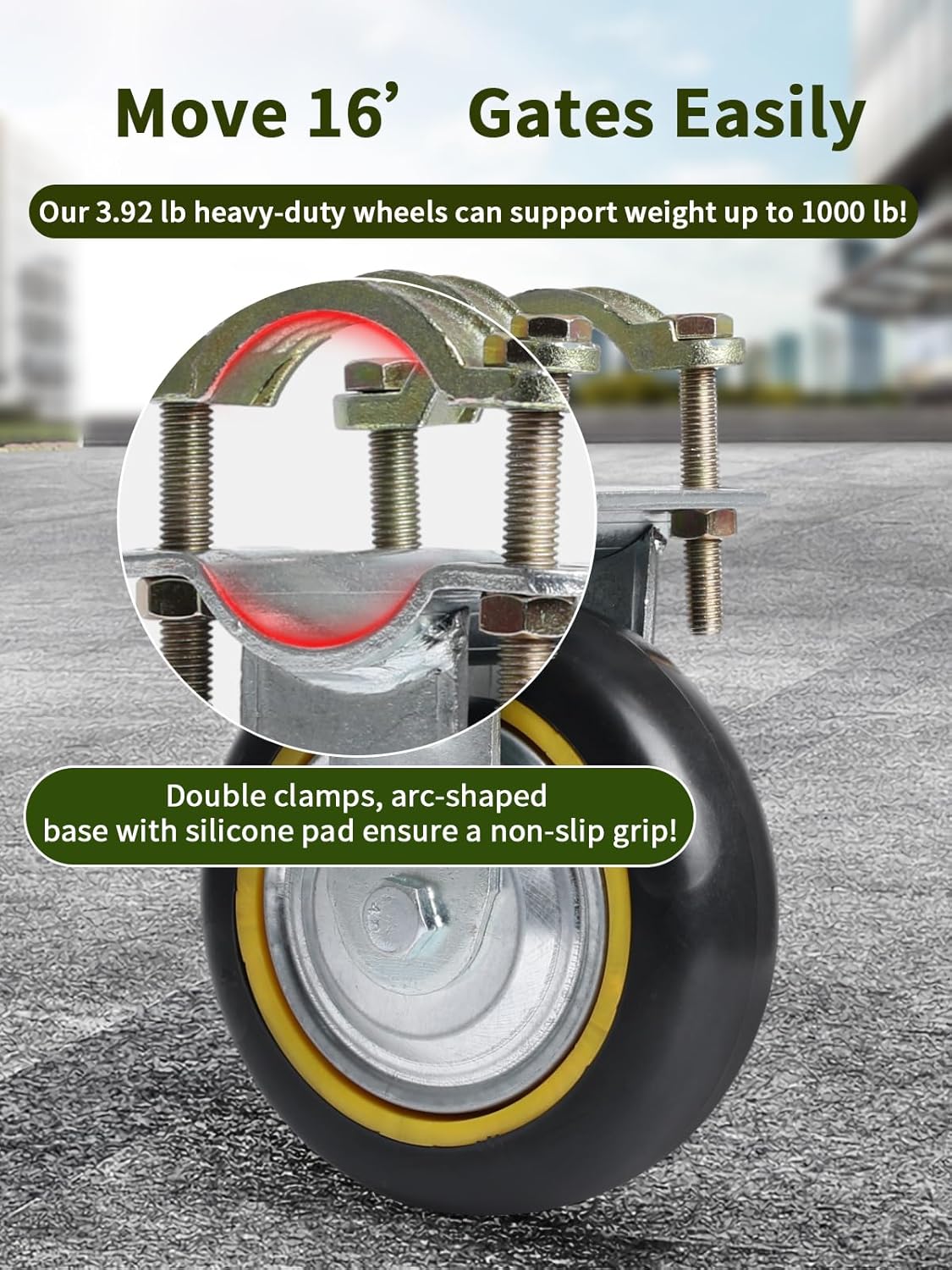 2 Pack 6" Farm Gate Wheels for Metal Tube Gate - Durable Fence Support Wheel