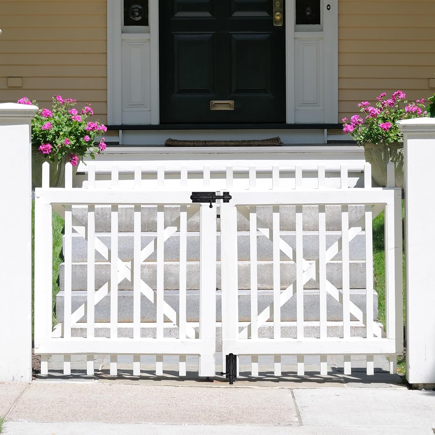 2 Pack 6.3inch Stainless Steel Sliding Bolt Gate Latch with Padlock Hole - Heavy Duty Barrel Bolt Lock for Yard, Trailer, Fence, Shed, Garages - Black