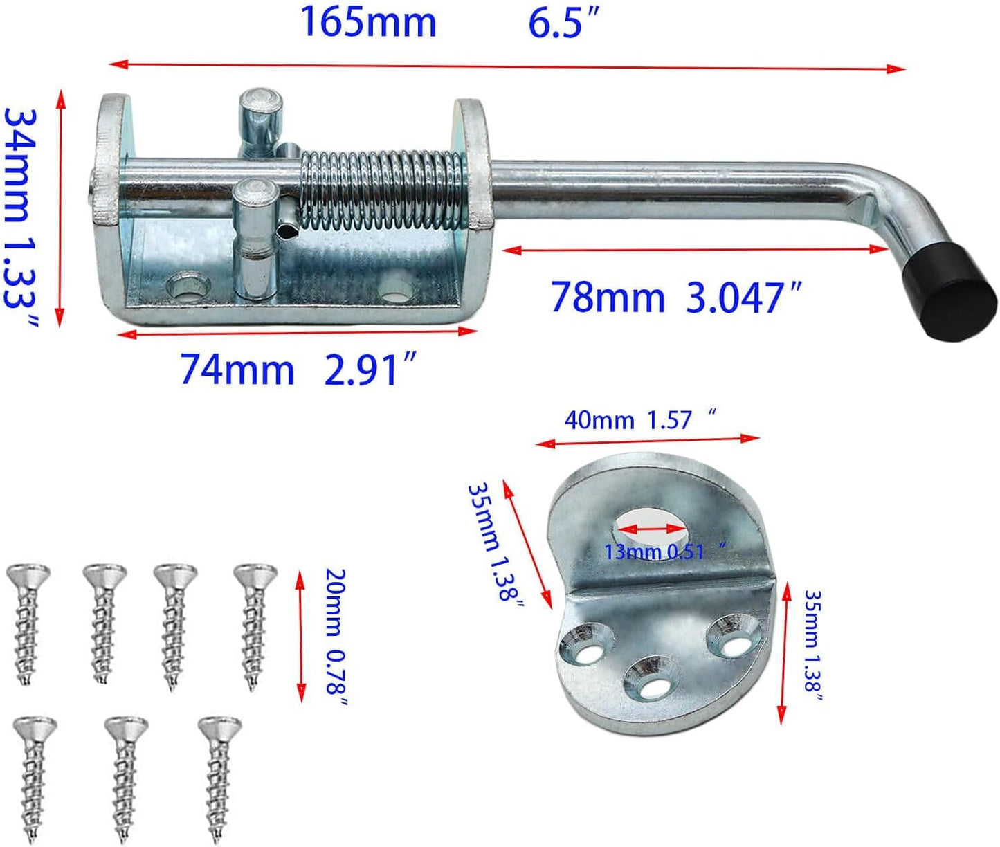 2 Pack 6.5 Inch Heavy Duty Spring Loaded Latch Pin for Chests/Cabinets/Utility Trailer Gate