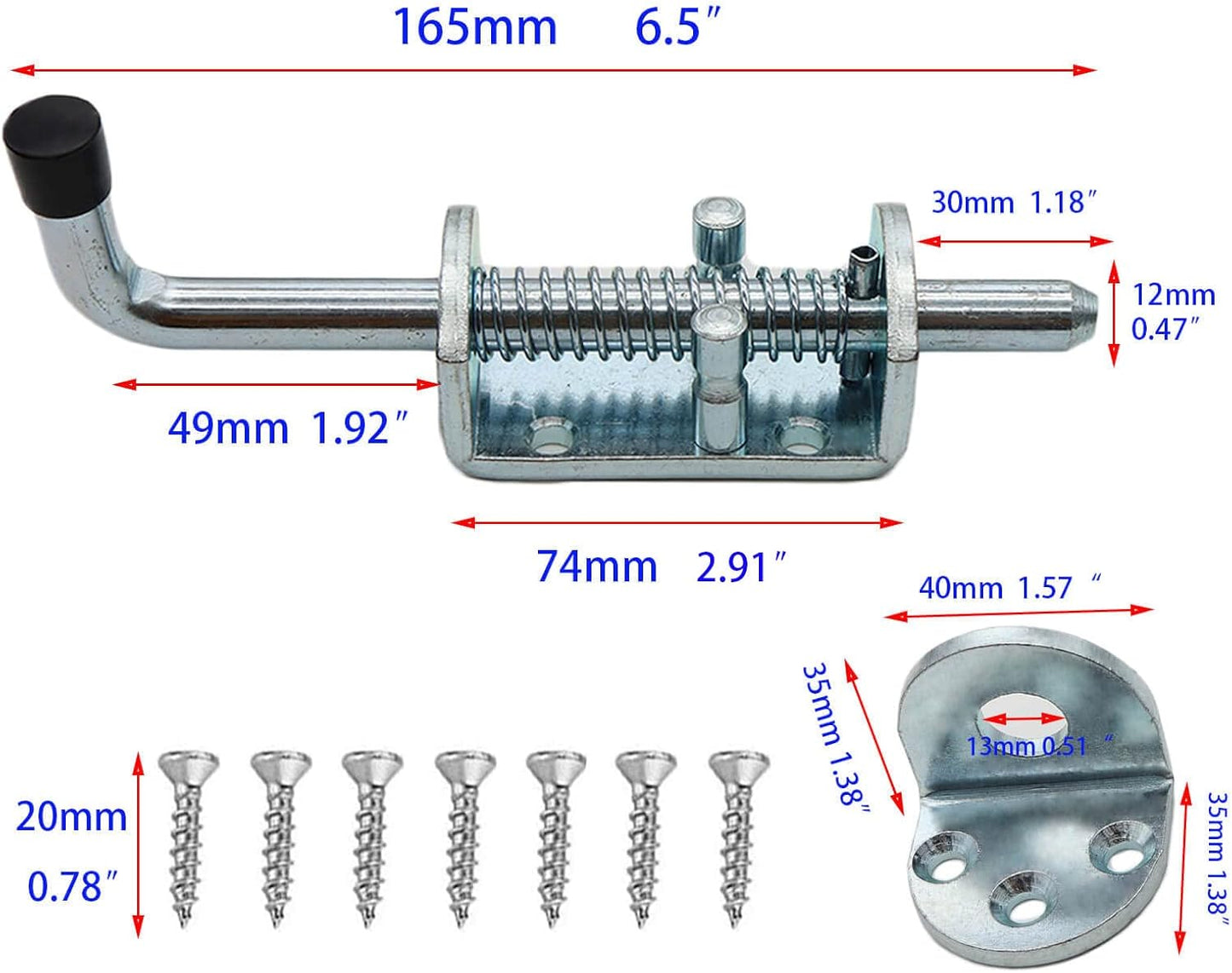 2 Pack 6.5 Inch Heavy Duty Spring Loaded Latch Pin for Chests/Cabinets/Utility Trailer Gate