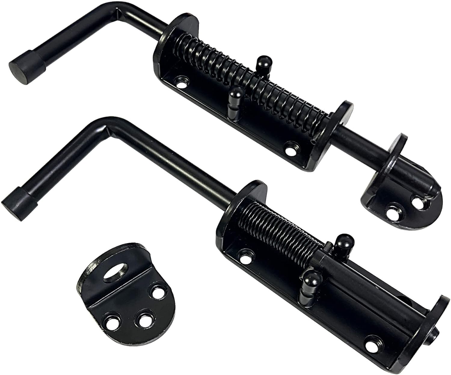 2 Pack 8.5inch Black Heavy Duty Spring Loaded Latch Pin for Gates/Doors - Galvanized Steel Sliding Bolt Latch, Indoor/Outdoor