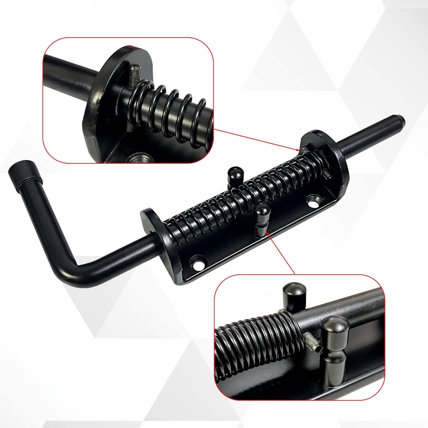 2 Pack 8.5inch Black Heavy Duty Spring Loaded Latch Pin for Gates/Doors - Galvanized Steel Sliding Bolt Latch, Indoor/Outdoor