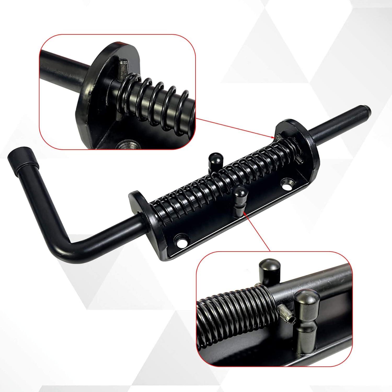 2 Pack 8.5inch Black Heavy Duty Spring Loaded Latch Pin for Gates/Doors - Galvanized Steel Sliding Bolt Latch, Indoor/Outdoor