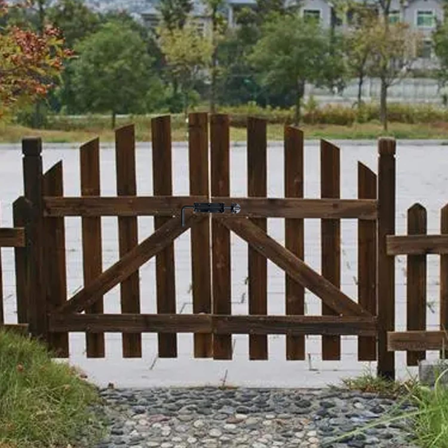 2 Pack 8.5inch Black Heavy Duty Spring Loaded Latch Pin for Gates/Doors - Galvanized Steel Sliding Bolt Latch, Indoor/Outdoor