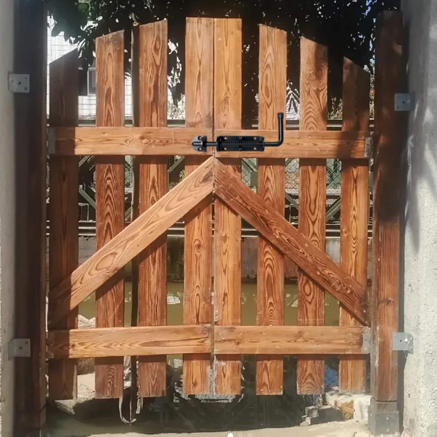 2 Pack 8.5inch Black Heavy Duty Spring Loaded Latch Pin for Gates/Doors - Galvanized Steel Sliding Bolt Latch, Indoor/Outdoor