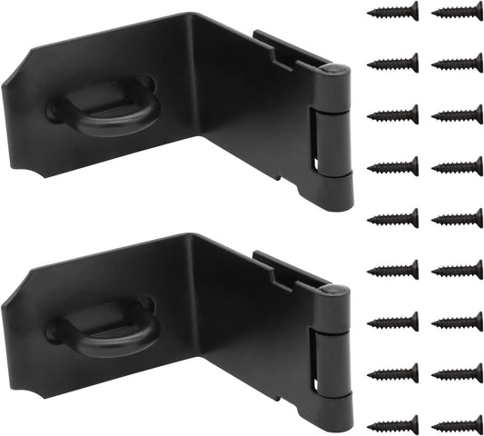 2 Pack 90 Degree Stainless Steel Padlock Hasp Lock with Screws - Black, Ideal for Security Gate and Barn Door
