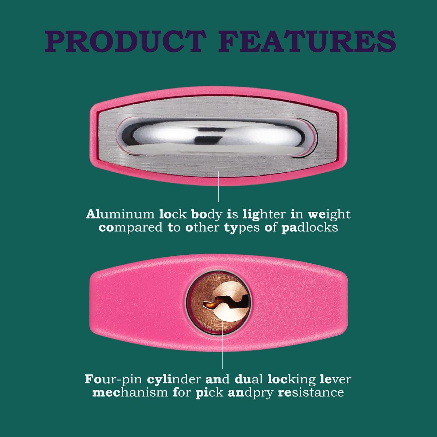 2 Pack Aluminum Key Locks for Gym Locker, Shed, Gate, Storage Unit - 1-9/16 in. Wide Lock Body - Guliffen Pad Locks