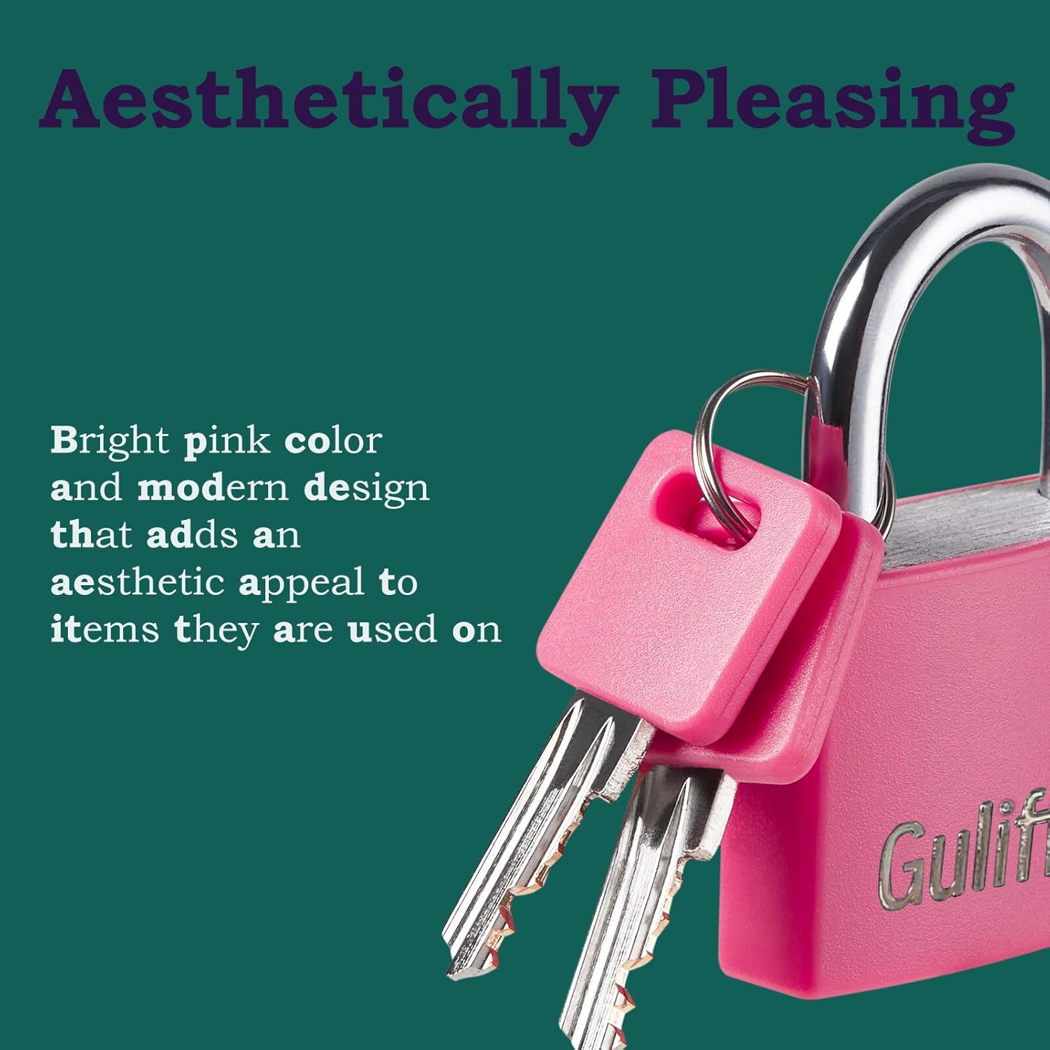 2 Pack Aluminum Key Locks for Gym Locker, Shed, Gate, Storage Unit - 1-9/16 in. Wide Lock Body - Guliffen Pad Locks