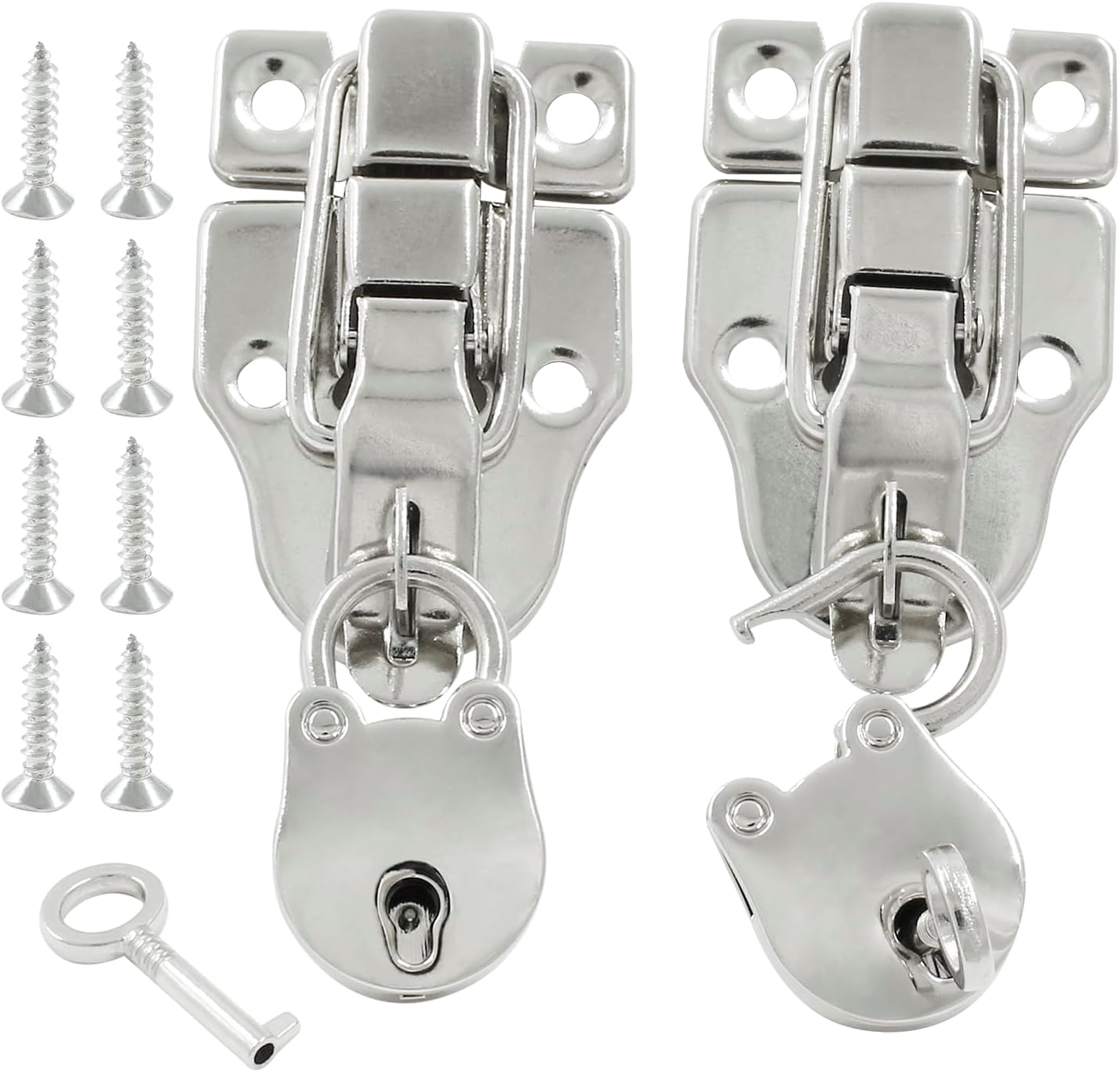 2 Pack Antique Metal Duck-Billed Hasp Latch Catch with Padlock - Retro Style Box Toggle Latch for Jewelry Box Wooden Case