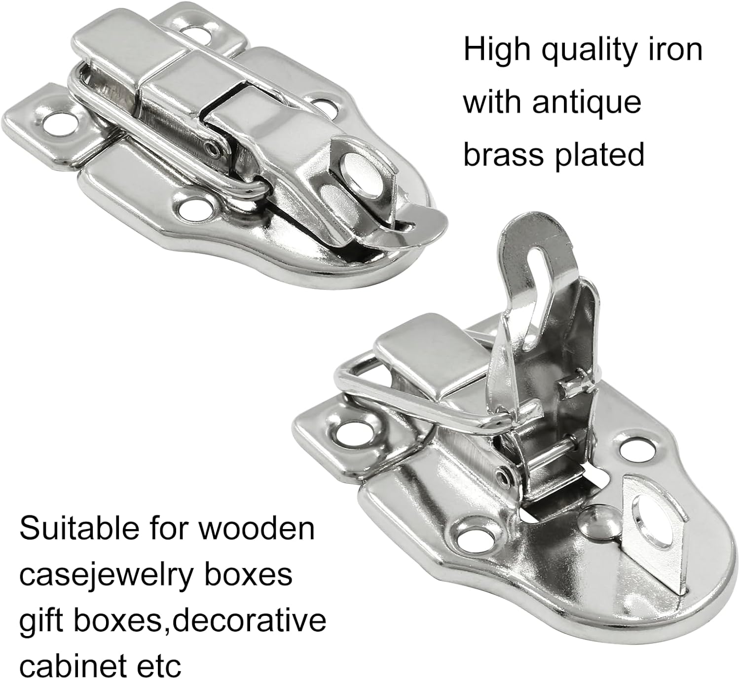 2 Pack Antique Metal Duck-Billed Hasp Latch Catch with Padlock - Retro Style Box Toggle Latch for Jewelry Box Wooden Case