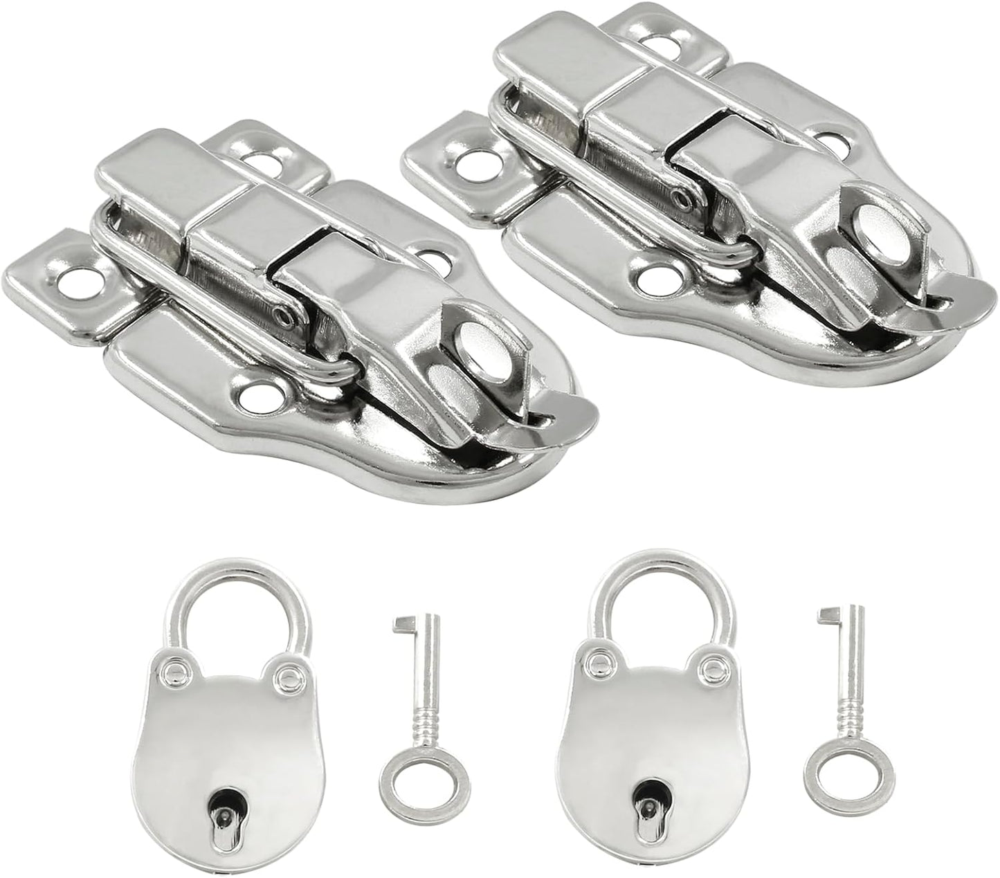 2 Pack Antique Metal Duck-Billed Hasp Latch Catch with Padlock - Retro Style Box Toggle Latch for Jewelry Box Wooden Case