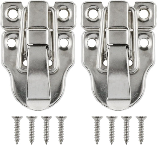 2 Pack Antique Metal Duckbilled Hasp Latch Silver Decorative Button for Jewelry Box Small Wooden Box Craft
