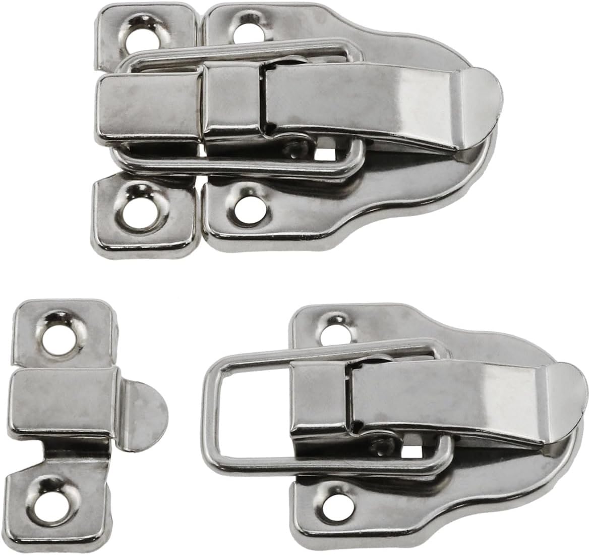 2 Pack Antique Metal Duckbilled Hasp Latch Silver Decorative Button for Jewelry Box Small Wooden Box Craft