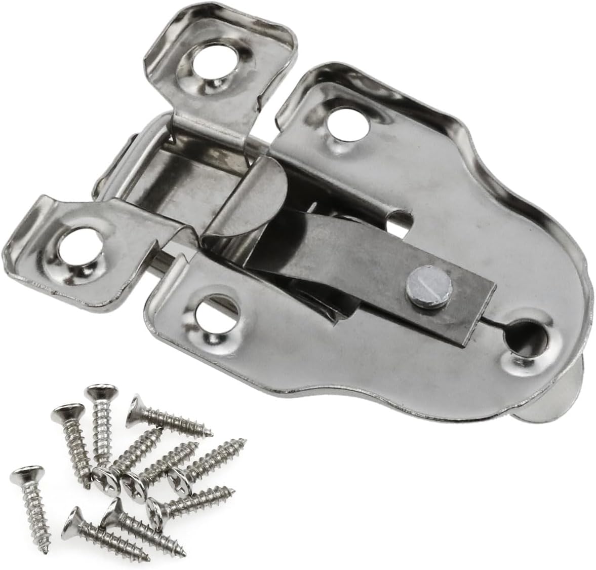 2 Pack Antique Metal Duckbilled Hasp Latch Silver Decorative Button for Jewelry Box Small Wooden Box Craft