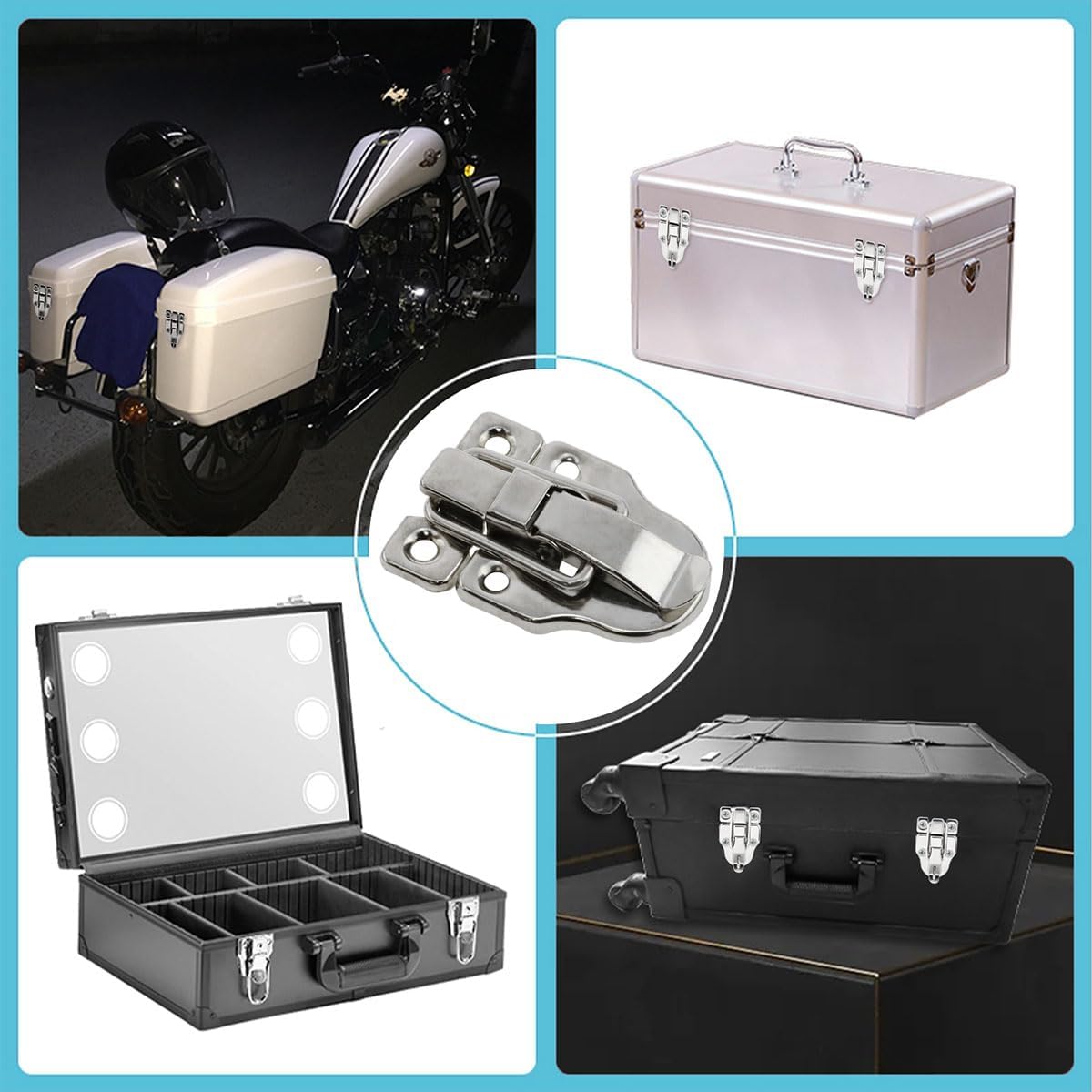 2 Pack Antique Metal Duckbilled Hasp Latch Silver Decorative Button for Jewelry Box Small Wooden Box Craft