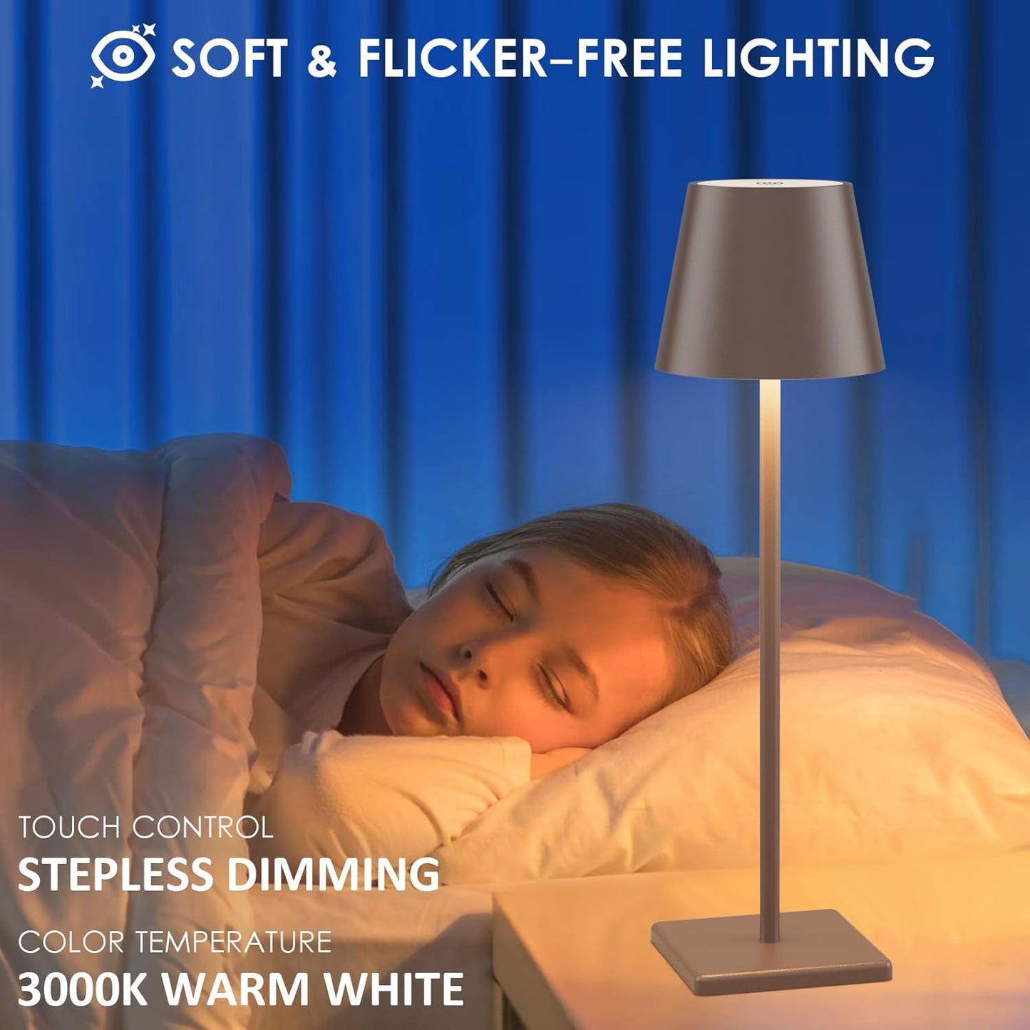 2-Pack Aoceley LED Cordless Table Lamps - Rechargeable Battery Operated Desk Lights with Stepless Dimming - Modern Portable Lamp for Restaurant, Bedroom, or Outdoor Use - IP54 Waterproof (Rust Red)