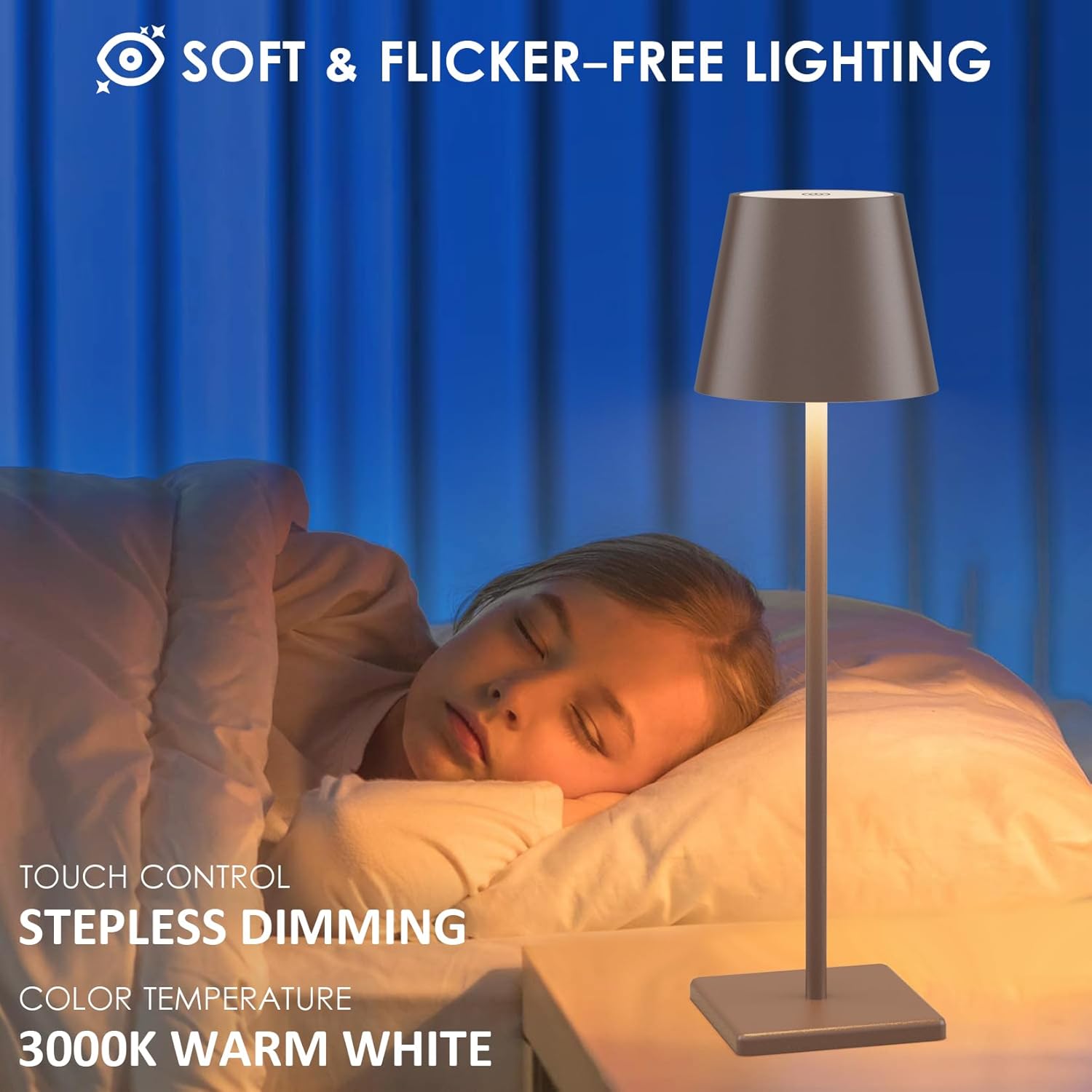 2-Pack Aoceley LED Cordless Table Lamps - Rechargeable Battery Operated Desk Lights with Stepless Dimming - Modern Portable Lamp for Restaurant, Bedroom, or Outdoor Use - IP54 Waterproof (Rust Red)