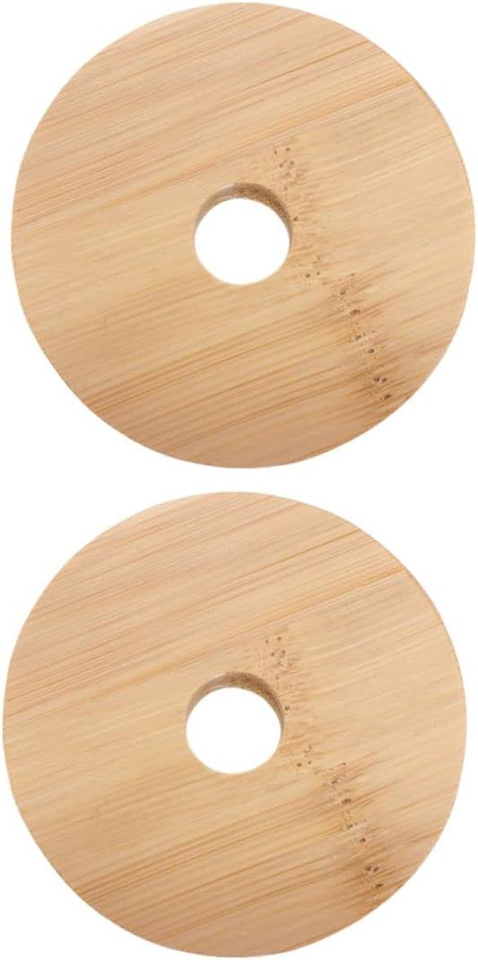 2 Pack Bamboo Mason Jar Lid Replacements with Airtight Sealing