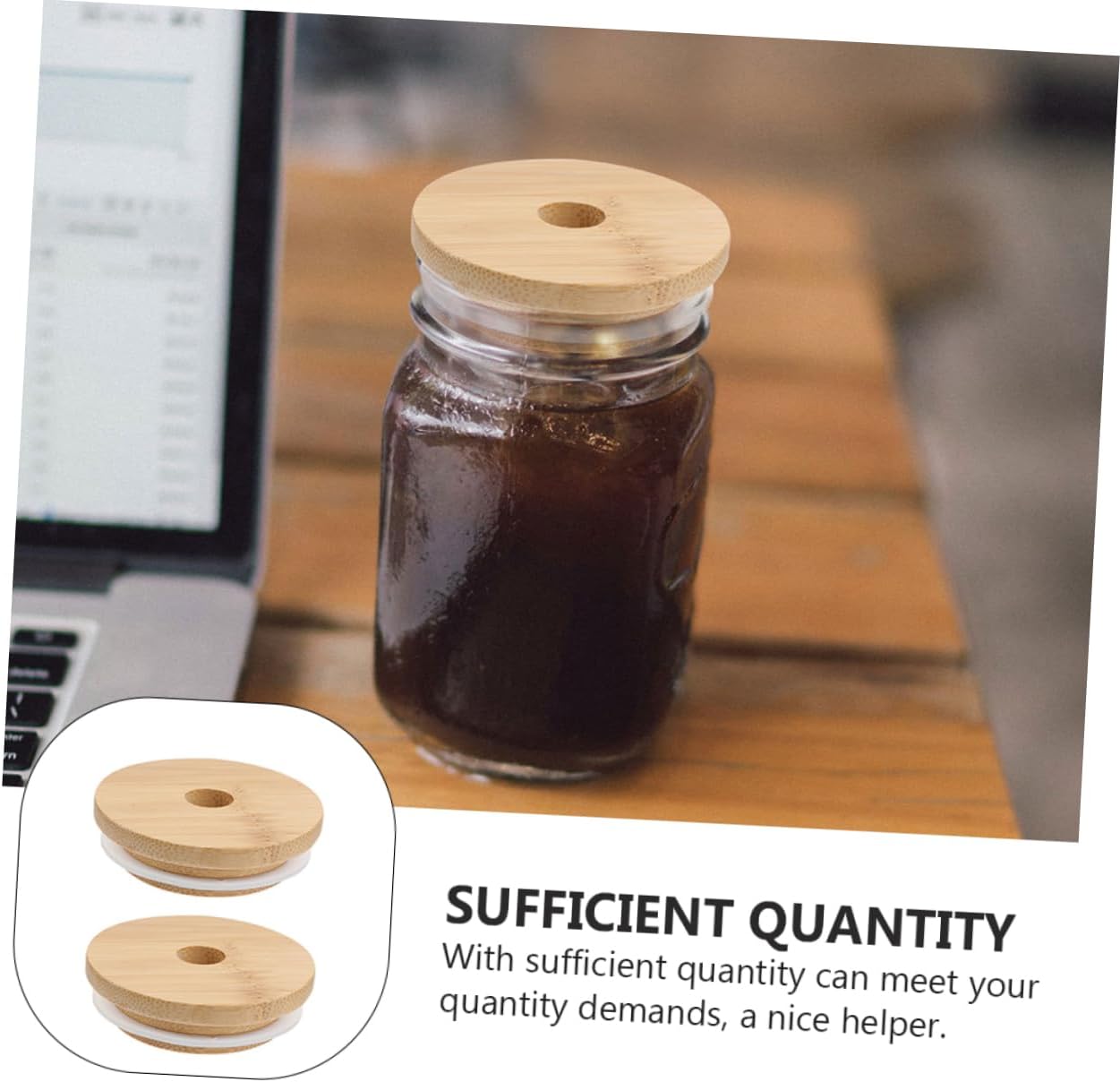 2 Pack Bamboo Mason Jar Lid Replacements with Airtight Sealing