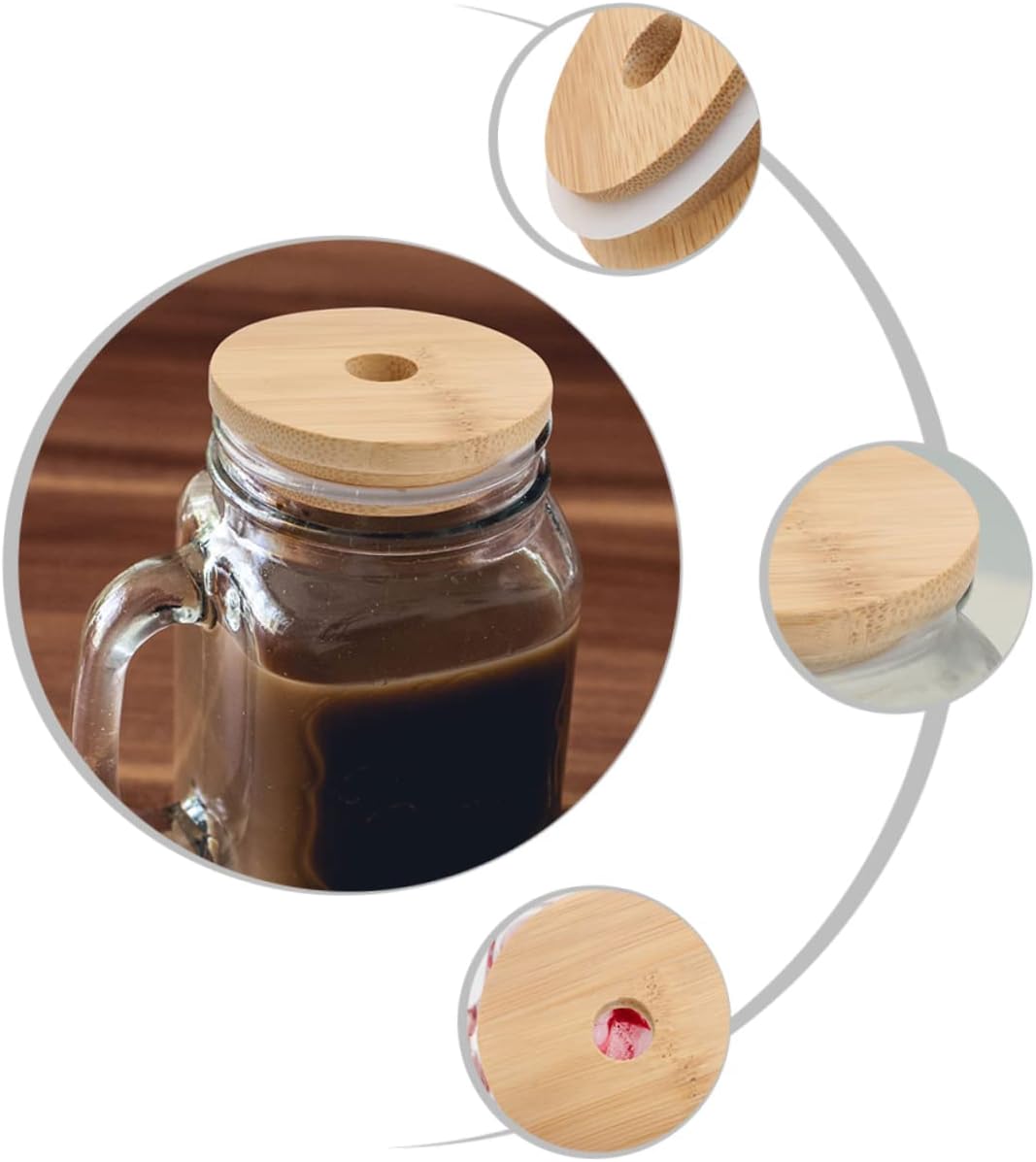 2 Pack Bamboo Mason Jar Lid Replacements with Airtight Sealing
