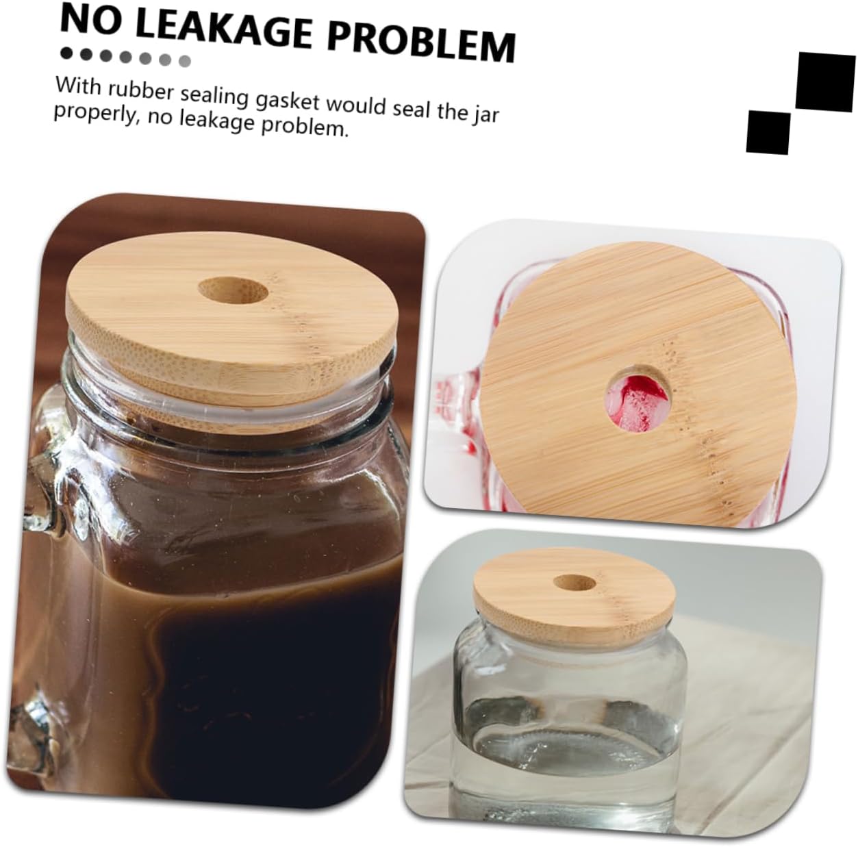 2 Pack Bamboo Mason Jar Lid Replacements with Airtight Sealing