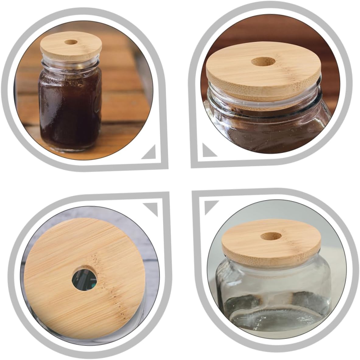 2 Pack Bamboo Mason Jar Lid Replacements with Airtight Sealing