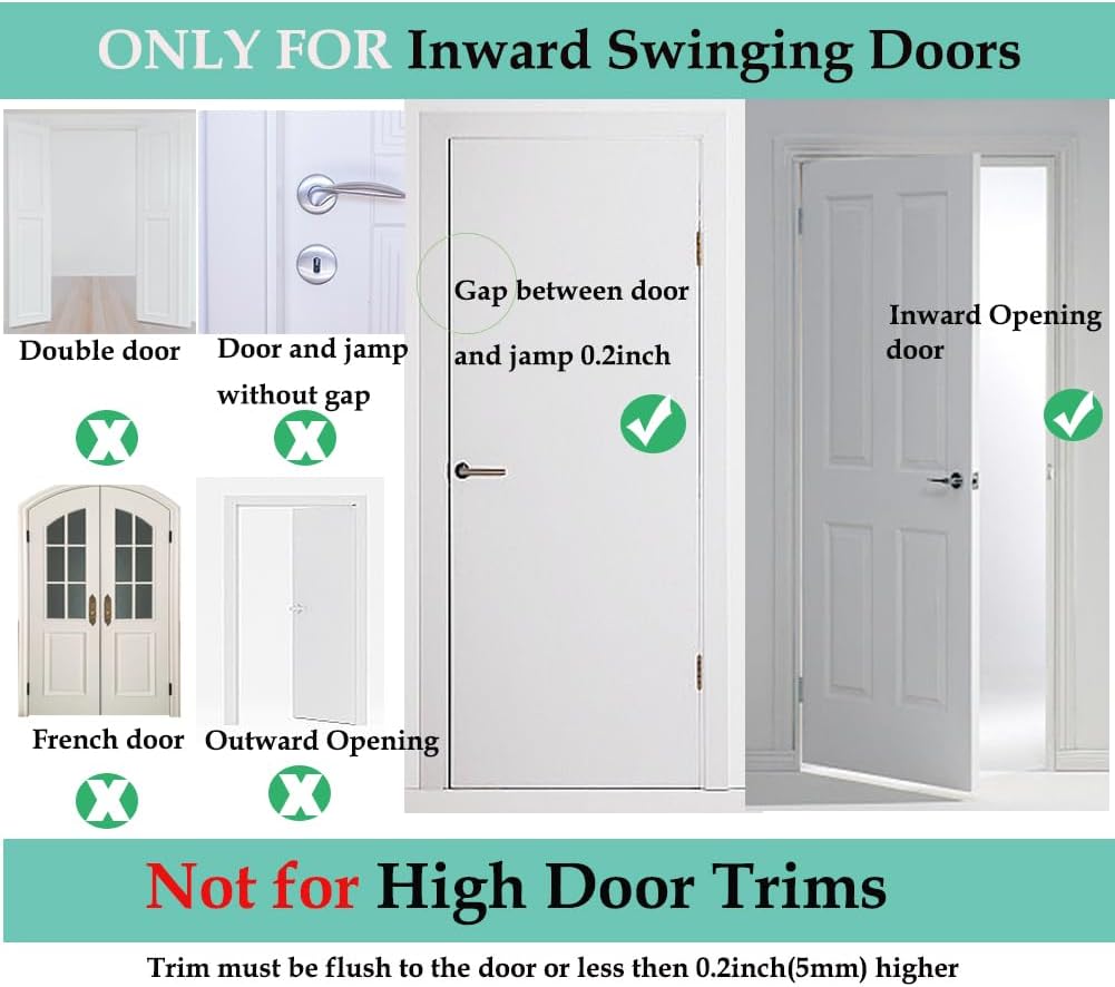 2 Pack BAOWEIJD Child Proof Door Reinforcement Lock for Inward Swinging Doors - Double Home Security Protection