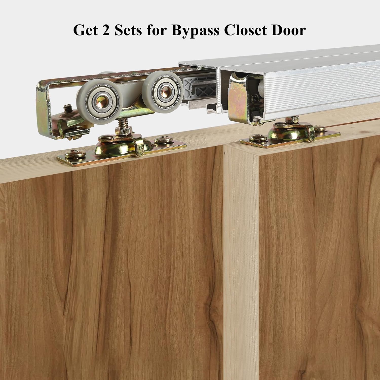 2 Pack Bi-Direction Pocket Door Soft Close/Open Hanger Kit for Johnson Part #1062 - 1" Nylon Ball Bearing - 1-1/4" C.T.C - 165lbs Capacity - Fits Min. 1" Thick Doors - WildKart