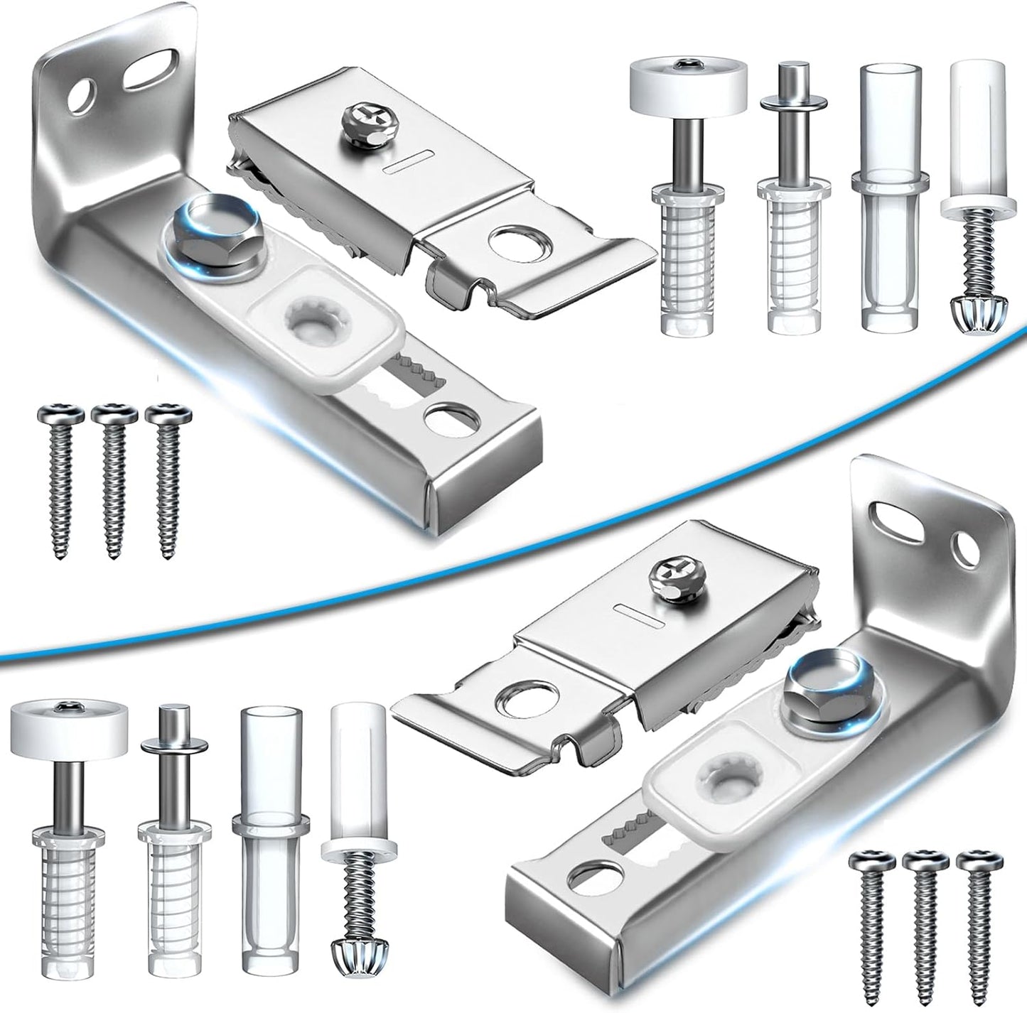 2 Pack Bifold Door Hardware Repair Kit for 1-3/8" Thick Doors - Includes Top/Bottom Brackets, Pivots, Guide Wheel - Closet Doors Sliding/Barn Pocket Hardware by HELEMAN - WildKart