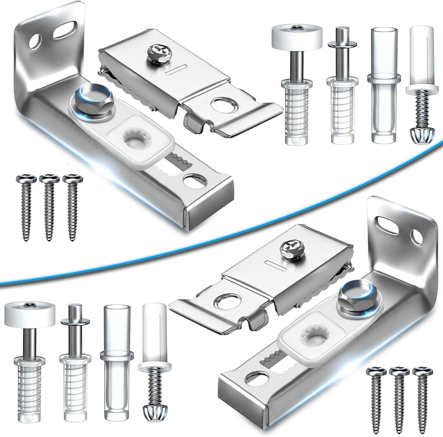 2 Pack Bifold Door Hardware Repair Kit for 1-3/8" Thick Doors - Includes Top/Bottom Brackets, Pivots, Guide Wheel - Closet Doors Sliding/Barn Pocket Hardware by HELEMAN - WildKart