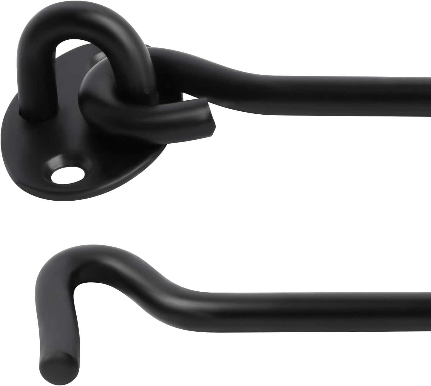 2-Pack Black 4" Heavy Duty Stainless Steel Gate Latch Hook and Eye Lock for Sliding Door, Barn Door, Garden, Cabinet, Windows - Easy Installation with Mounting Screws