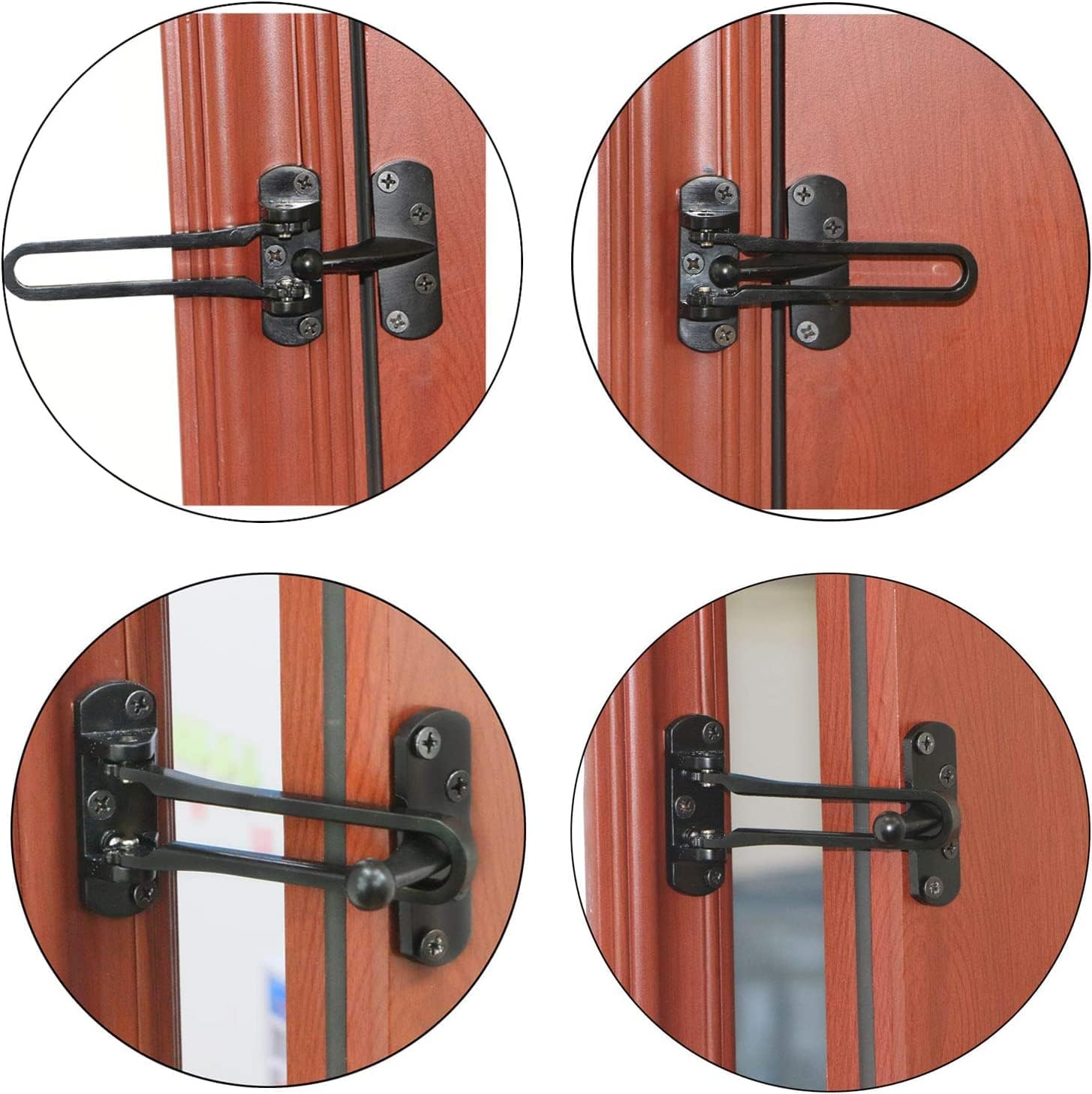 2 Pack Black Door Reinforcement Lock Latch Swing Bar for Home Security - Thicken Solid Aluminum Alloy - Front Door Locks for Kids