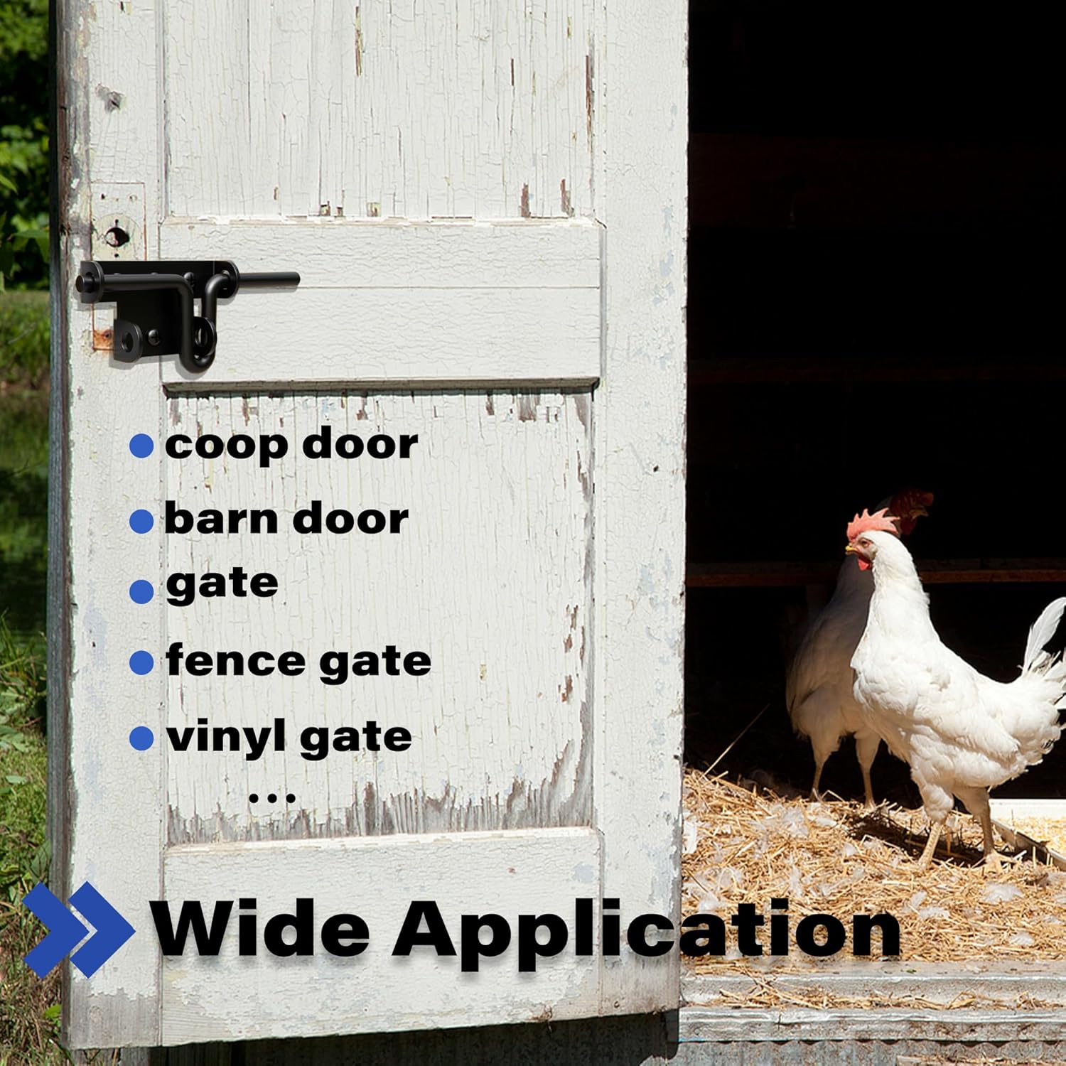 2 Pack Black Heavy Duty Slide Bolt Gate Latch with Padlock Hole for Wooden Fence Shed Door